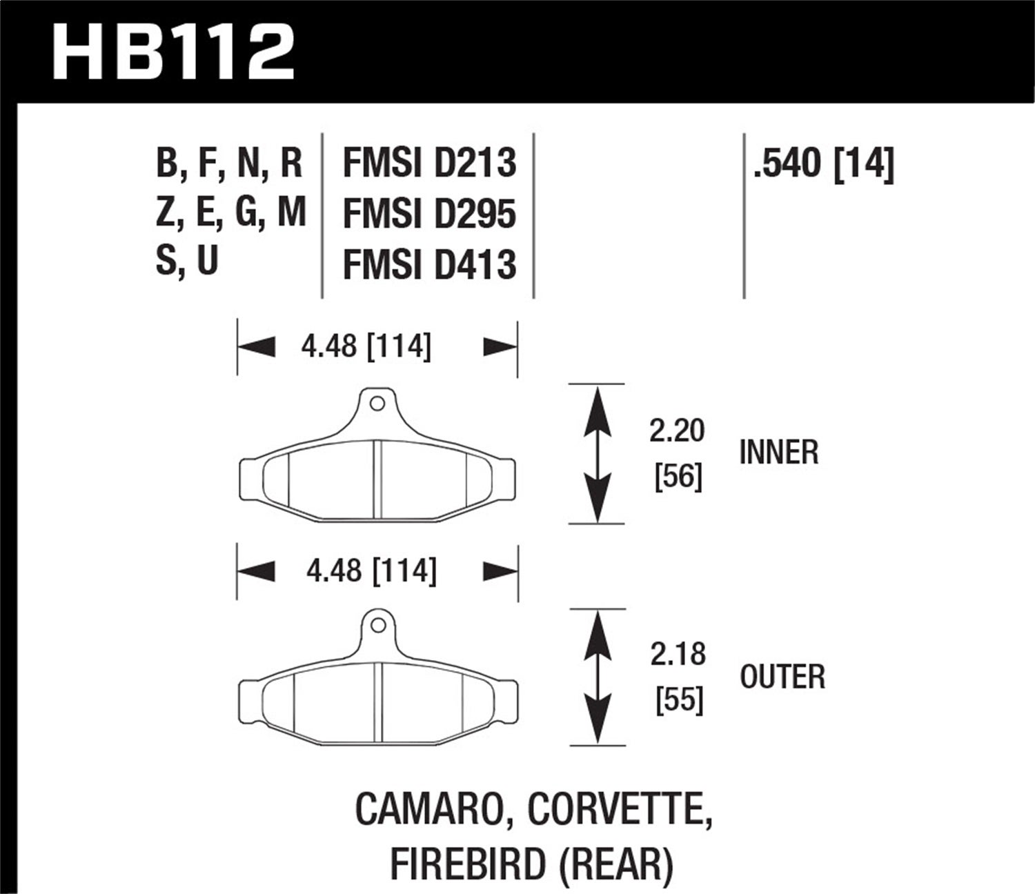 Hawk Performance Hb112e.540 Blue 9012 Disc Brake Pad   Blue 9012 Disc Brake Pad