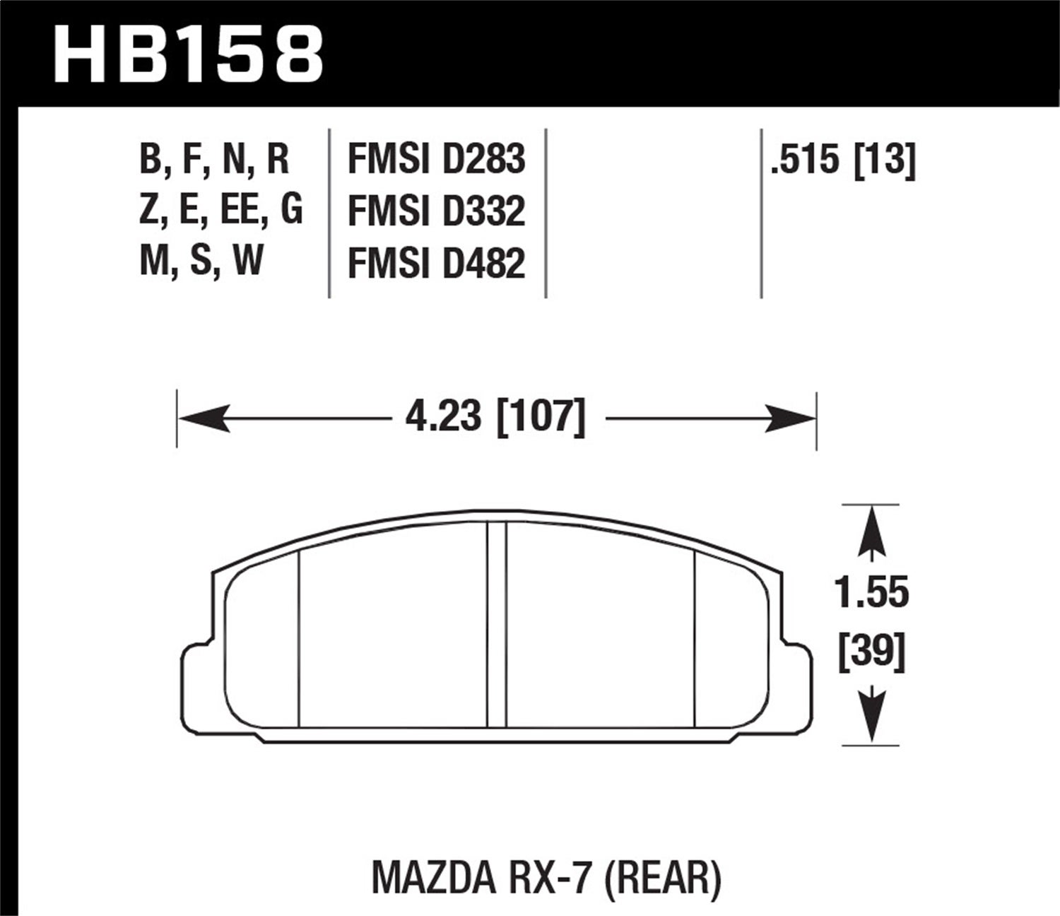 Hawk Performance Hb158e.515 Blue 9012 Disc Brake Pad Fits 84-05 6 Protege Rx-7