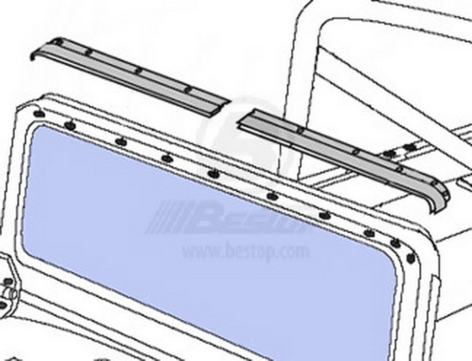 Bestop - 51209-01 - Windshield Channel   Windshield Channel  Color - Black,