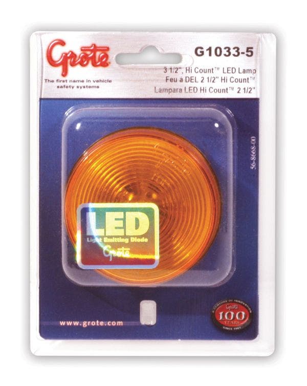 Grote G1033-5 Hi Count Yellow 2 1/2" Led Clearance Marker Light (Optic Lens)