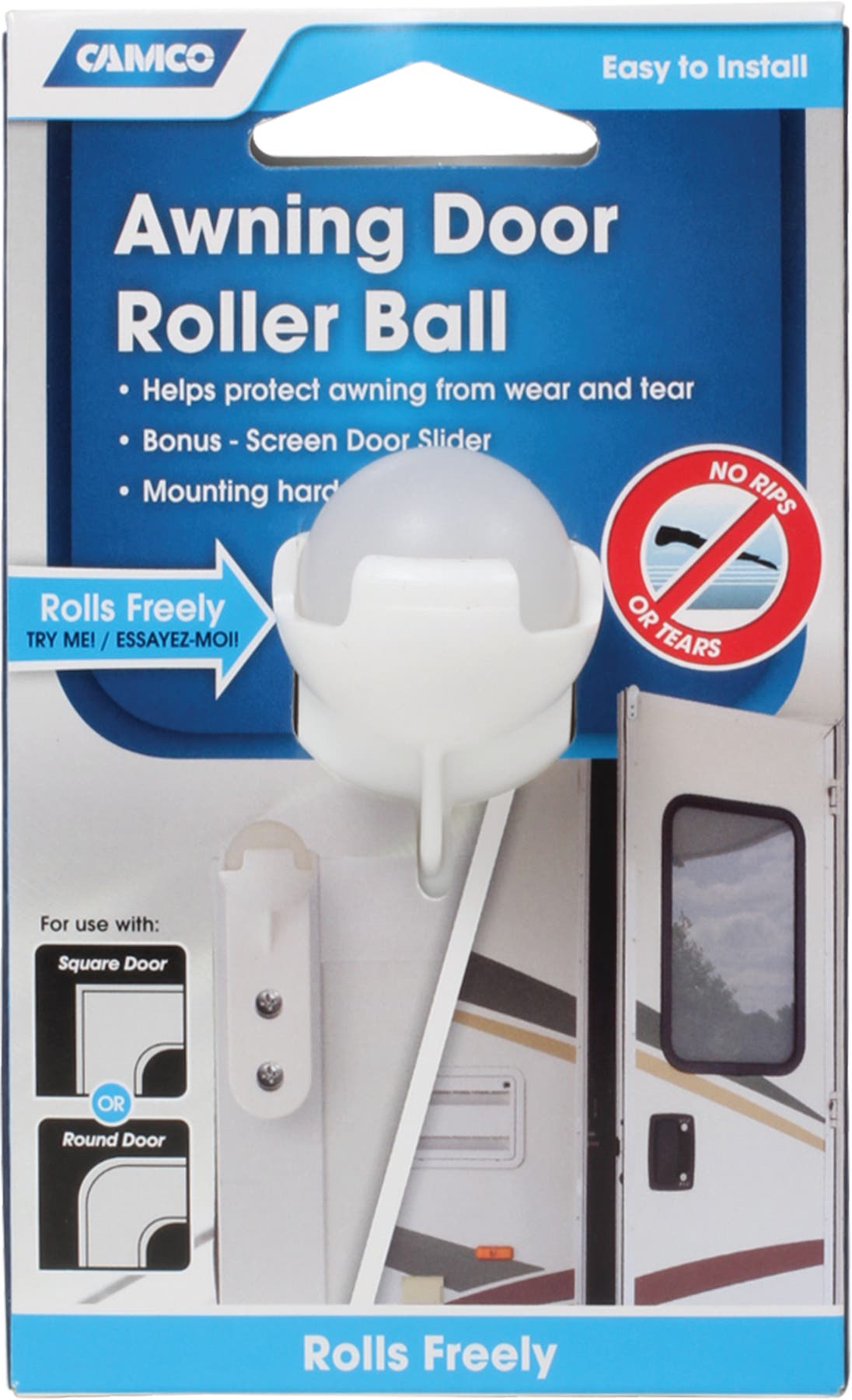 Camco 42005 Awning Roller Ball With Screen Door Slide, White   Awning Door