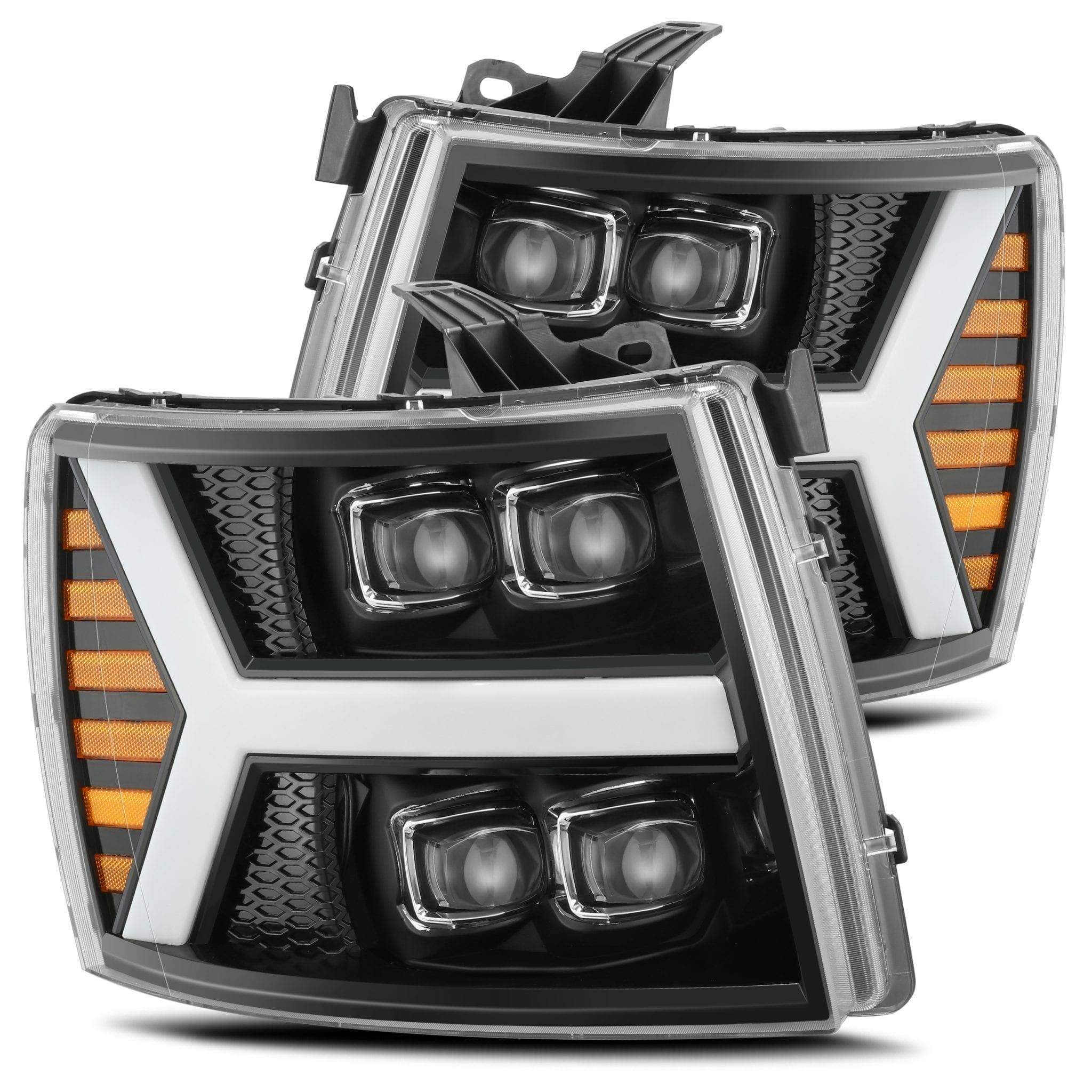 Alpharex-Led Projector Headlights Plank Style Design Gloss Black -Led Projector