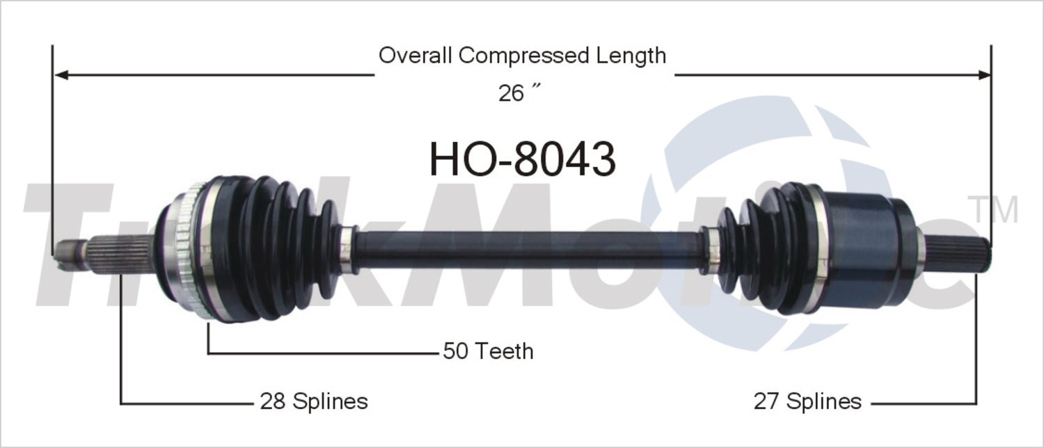 Trakmotive Cv Axle Shaft P/N:Ho-8043  Cv Axle Shaft P/N: