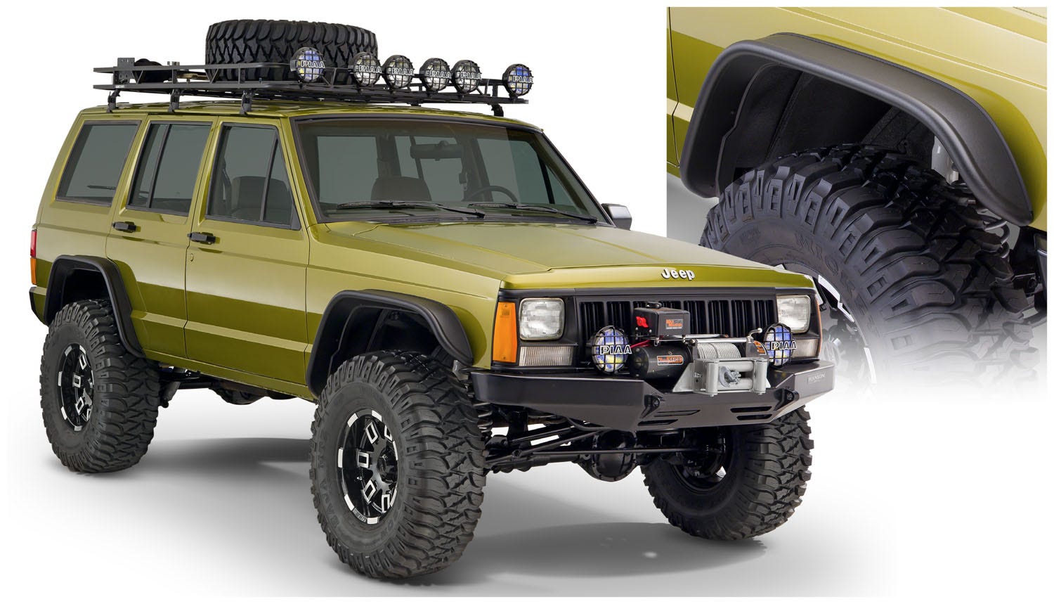 Bushwacker 10922-07 Flat Style Fender Flares Fits 84-01 Cherokee (Xj)   Fender
