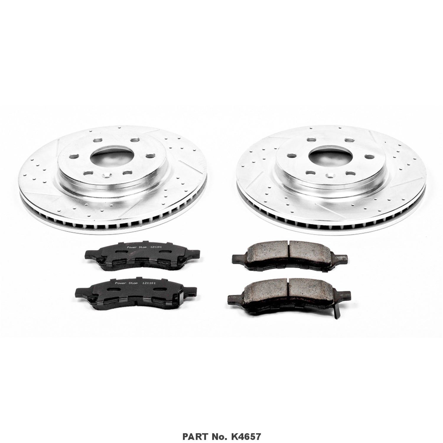 Power Stop K4657 Front Z23 Carbon Fiber Brake Pads With Drilled & Slotted Brake