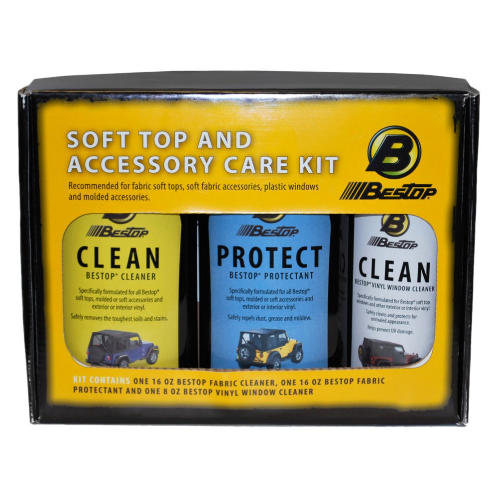Bestop Fabric Care Pack - Vinyl Soft Top Cleaner, Vinyl Window Cleaner, Zipper