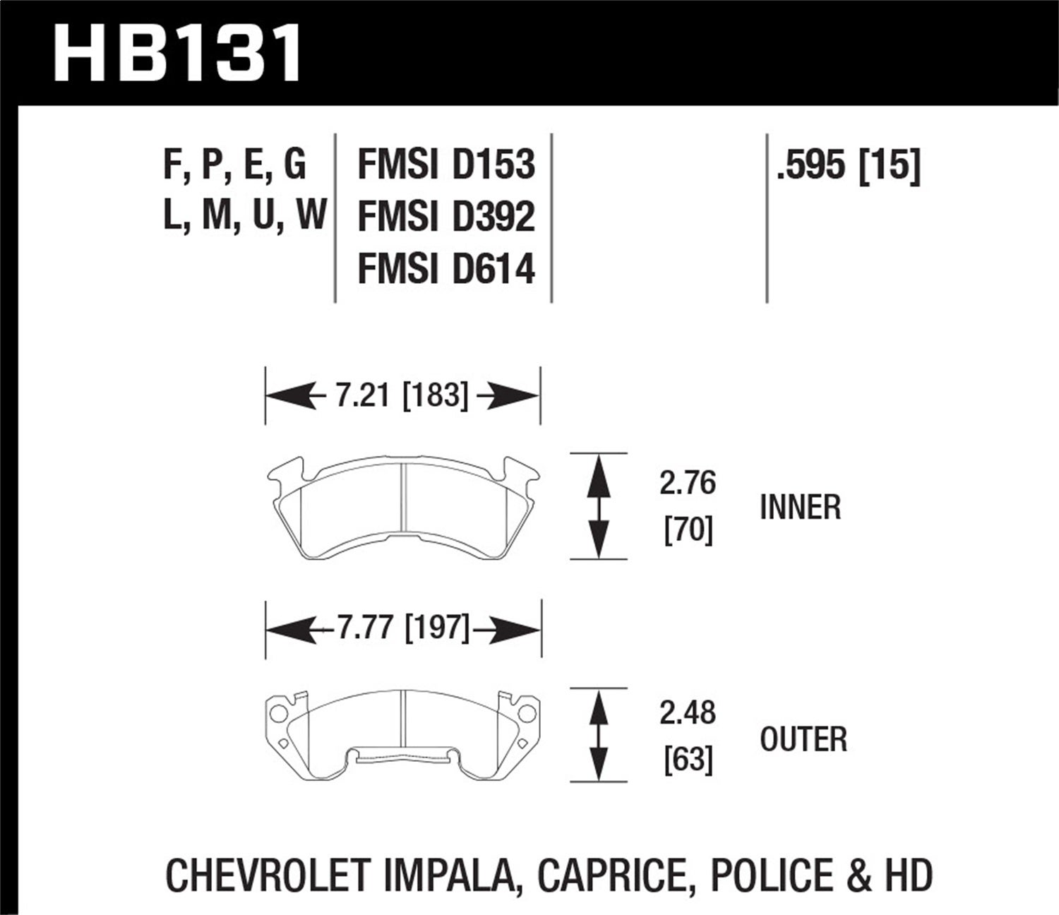 Hawk Performance Hb131m.595 Black Disc Brake Pad   Black Disc Brake Pad