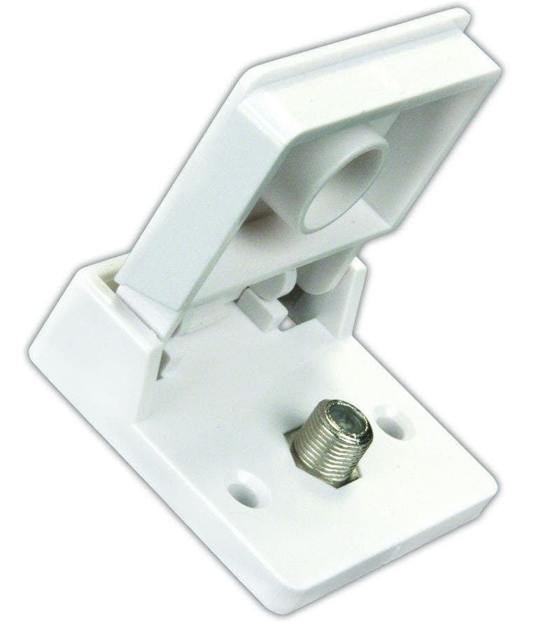 Jr Products 47755 Exterior Tv Jack,Polar White   Tv Cable Entry Plate; Capacity