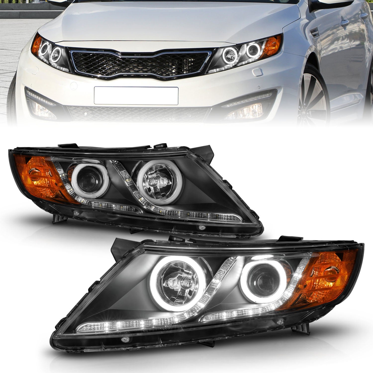 Anzo Usa 121460 Projector Headlight Set W/Halo Fits 11-13 Optima   Projector