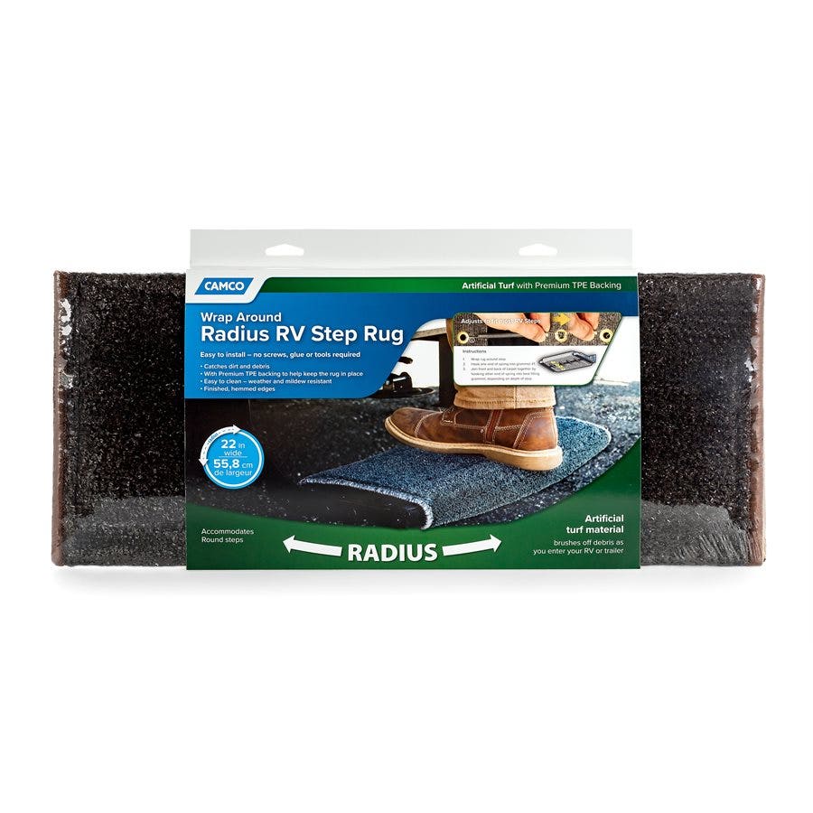 Camco 42949 Rv Step Rug ( Premium Radius Wrap Around Step Rug, Turf Material