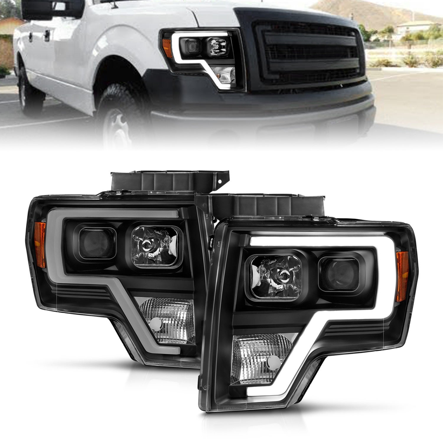 Anzo Usa 111443 Projector Headlight Set Fits 09-14 F-150   Projector Headlight