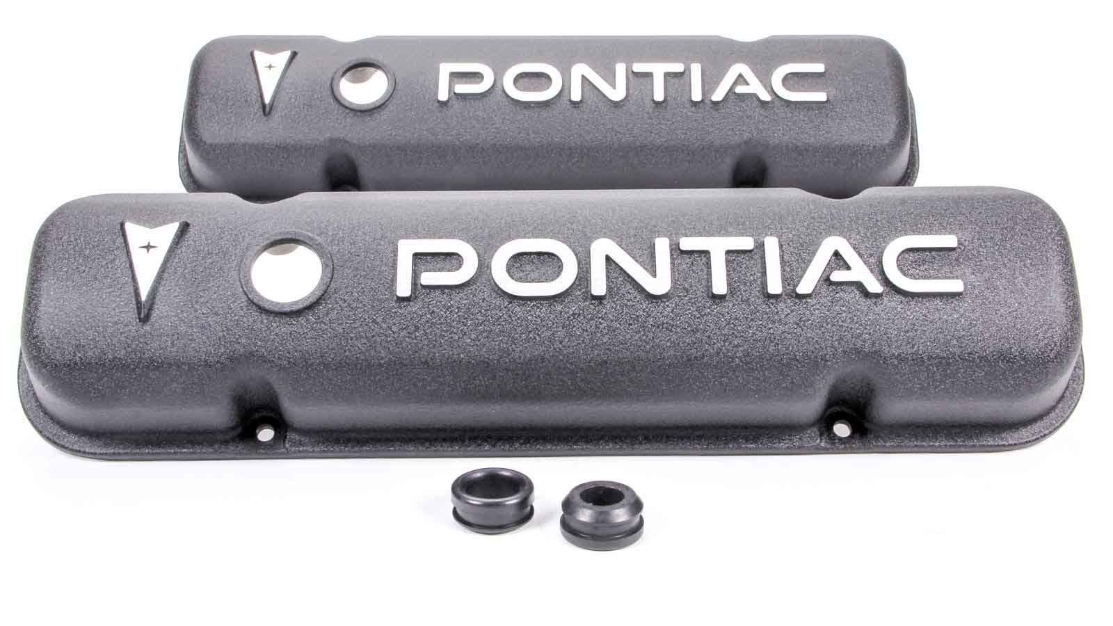 Racing Power Company R6520 Black Aluminum Valve Cover With"Pontiac" Logo   Black