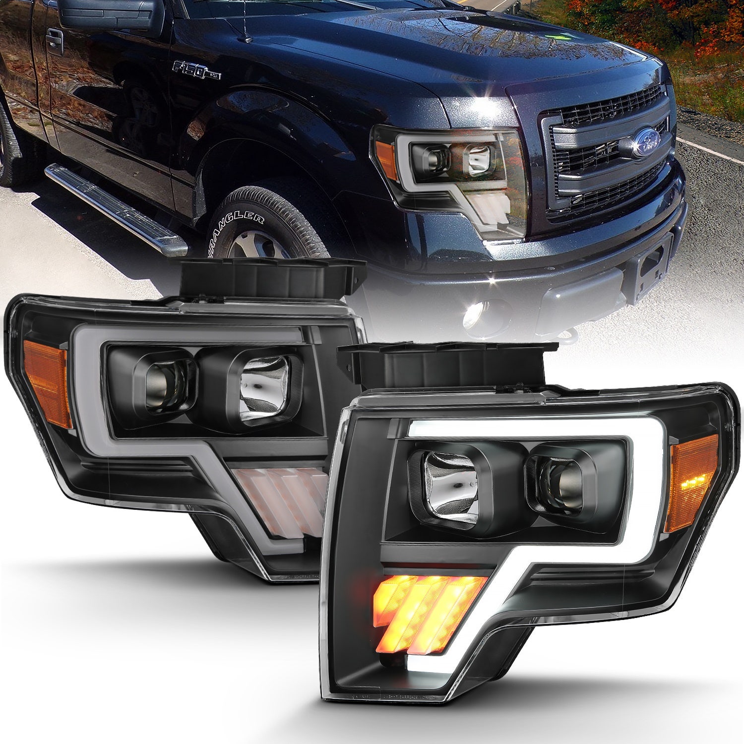 Anzo Usa 111445 Projector Headlight Set Fits 09-14 F-150   Projector Headlight