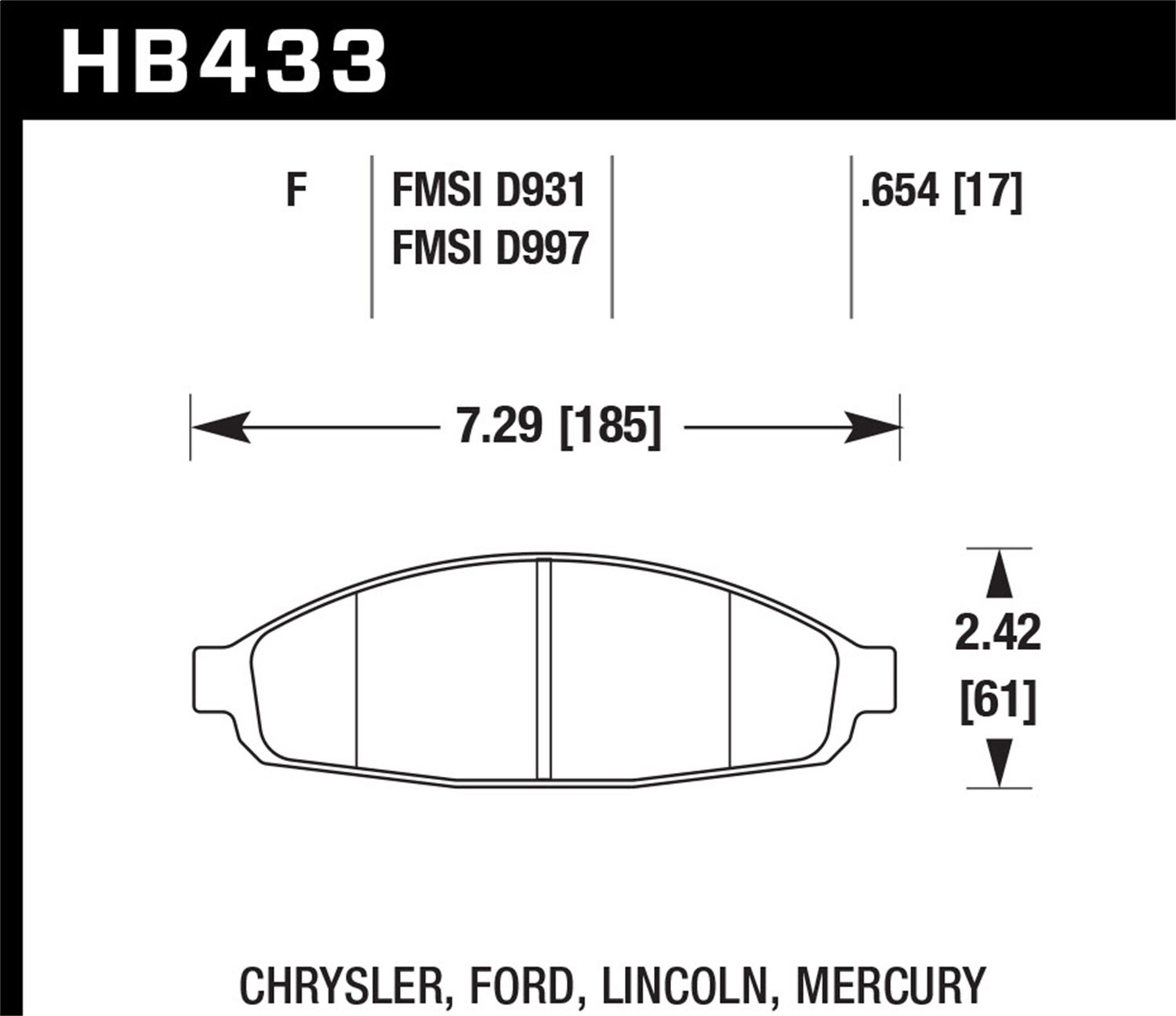 Hawk Performance Hb433f.654 Hps Disc Brake Pad   Hps Disc Brake Pad