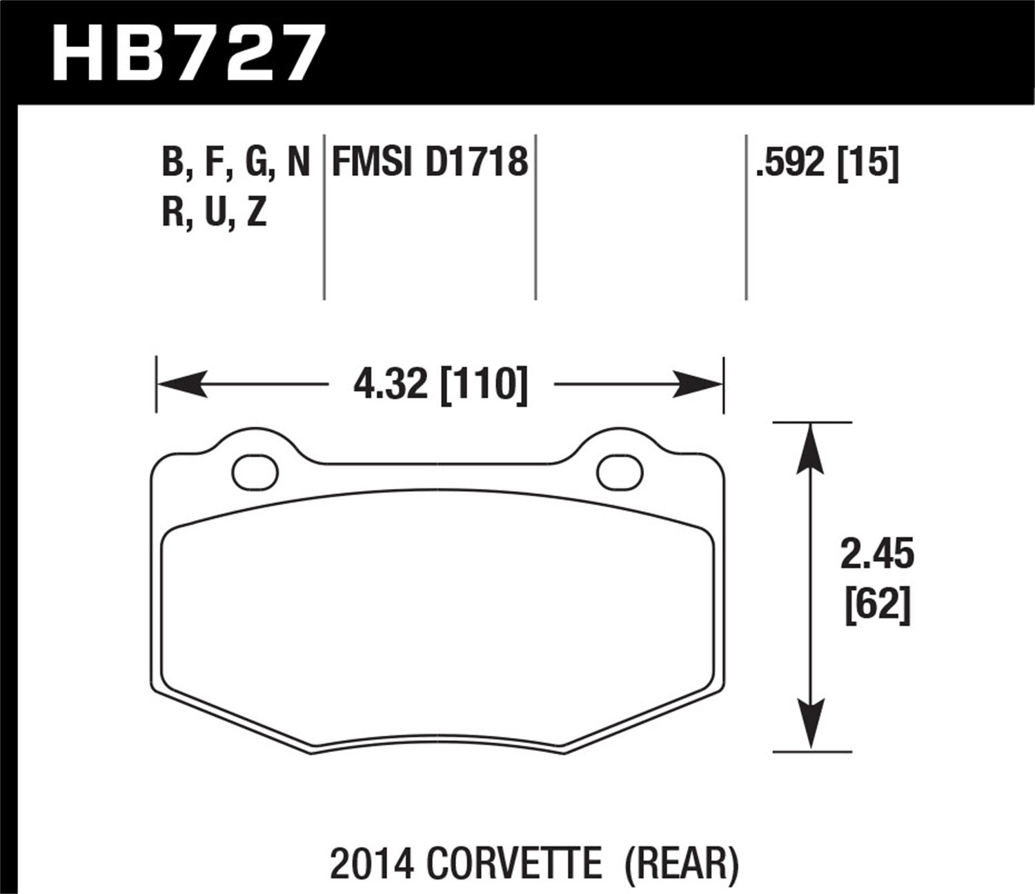 Hawk Performance Hb727w.592 Dtc-30 Disc Brake Pad Fits 14-18 Camaro Corvette