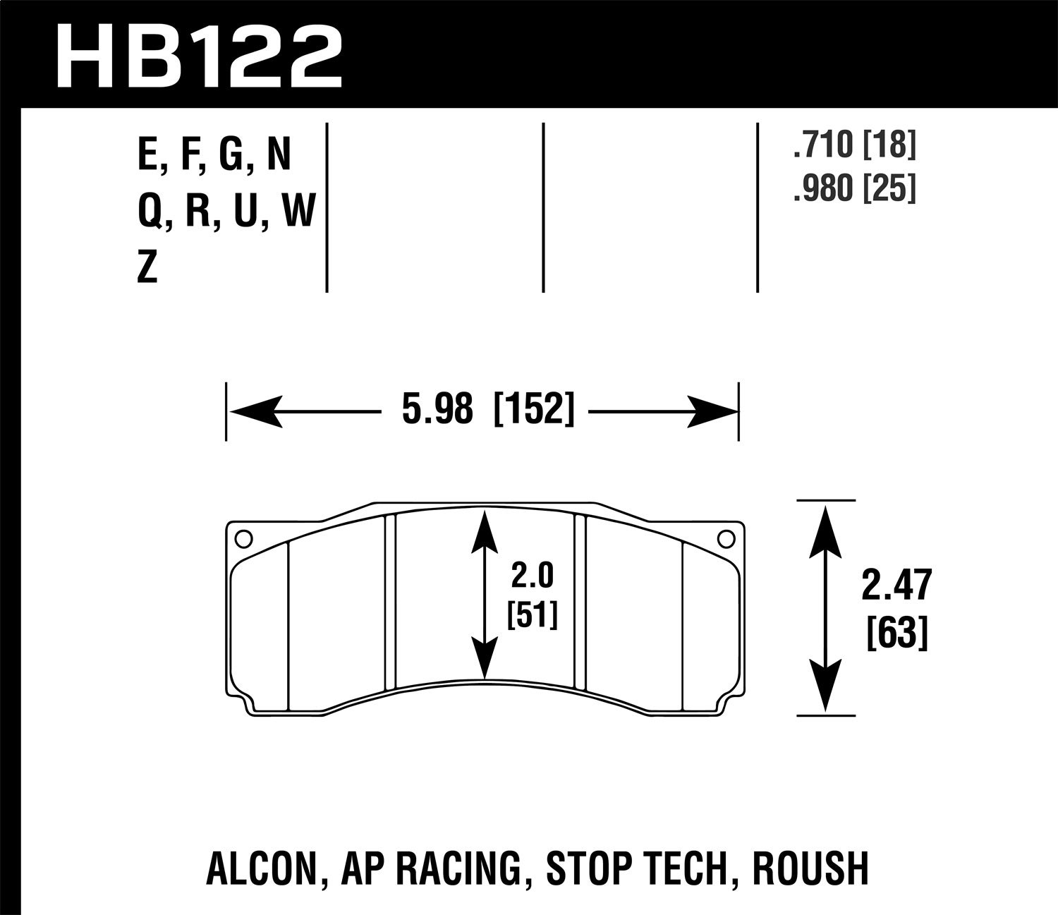 Hawk Performance Hb122g.710 Dtc-60 Disc Brake Pad Fits 07 Mustang   Dtc-60 Disc