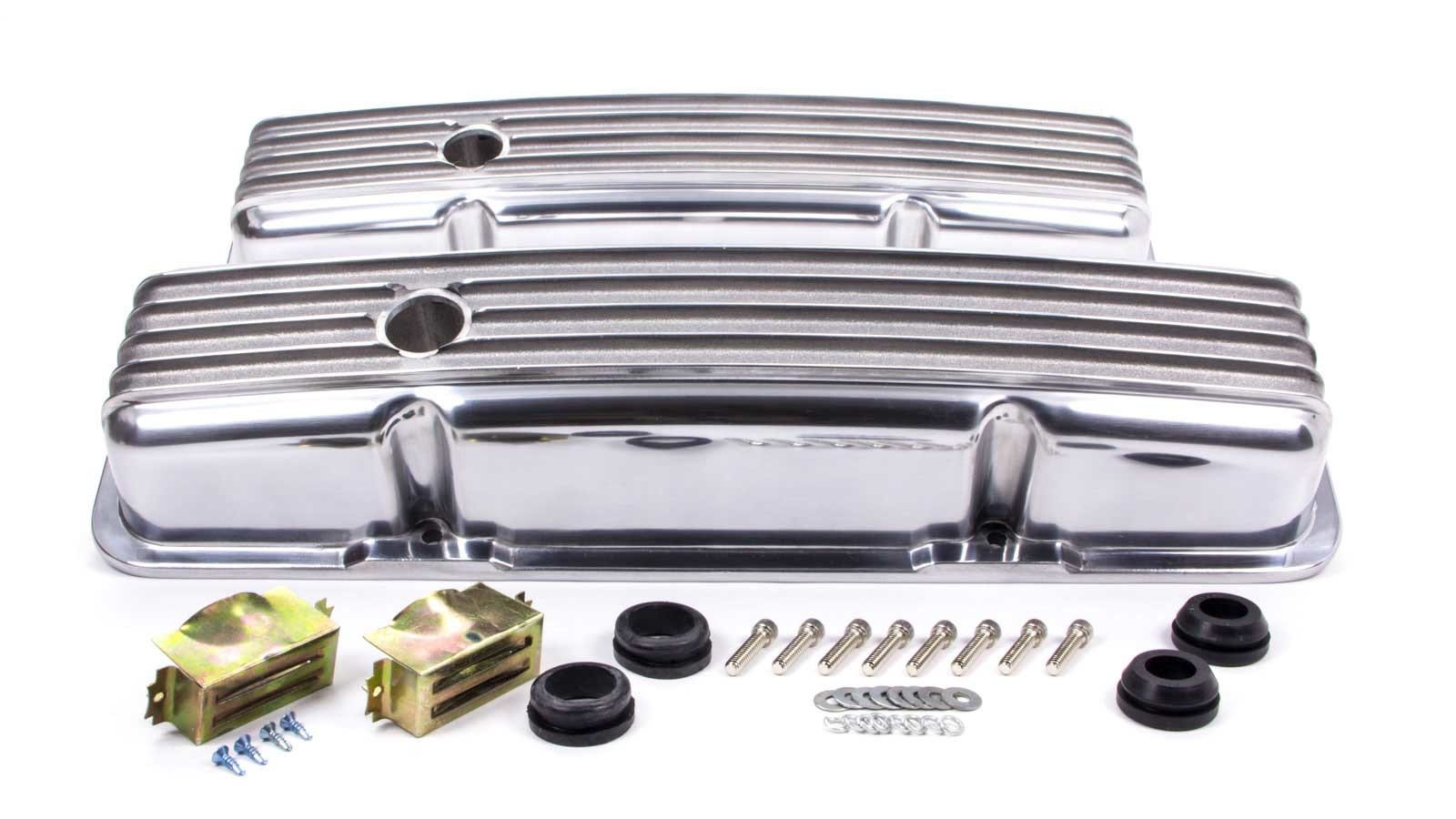 Racing Power Company R6186 Short Finned Polished Aluminum Valve Cover For Small