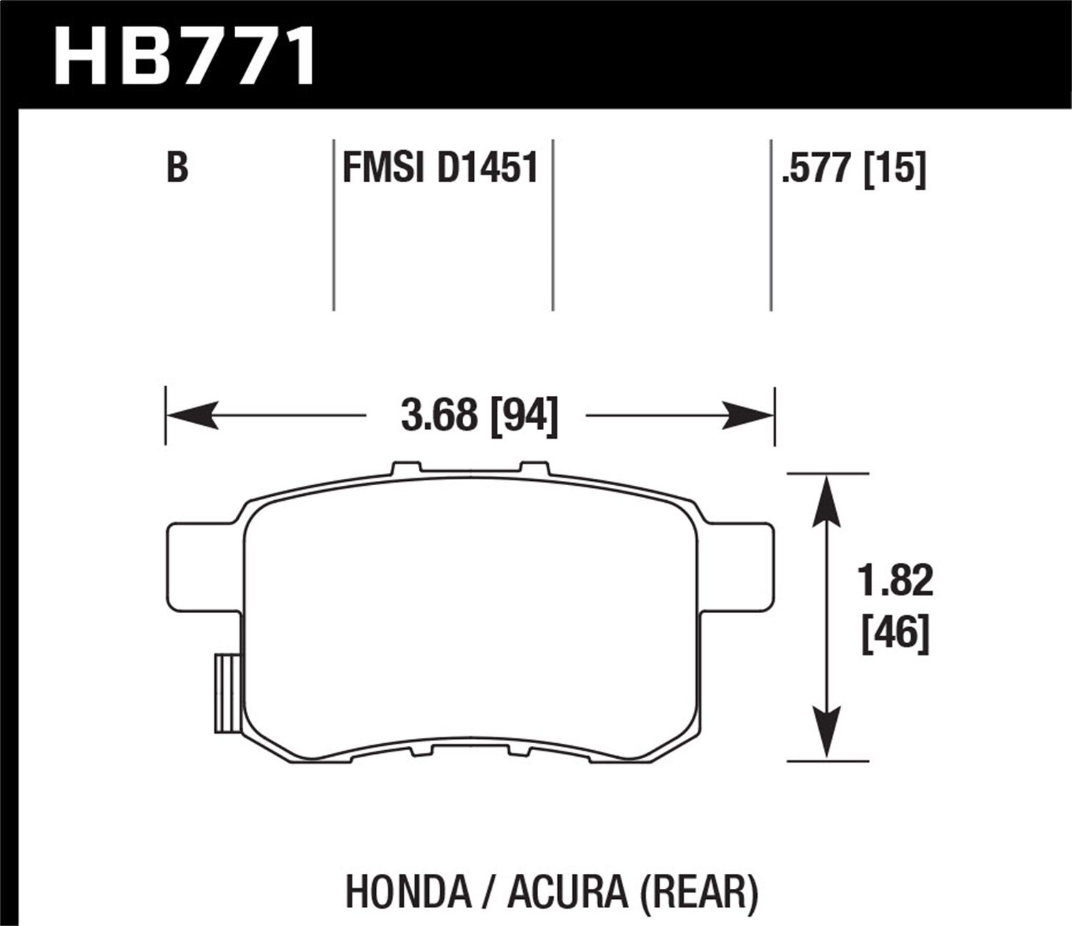 Hawk Performance Hb771b.597 Hps 5.0 Disc Brake Pad Fits 08-16 Accord Tsx   Hps