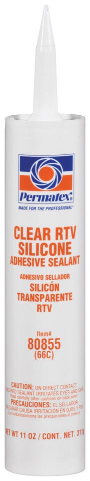 Permatex 80855 Clear Rtv Silicone Adhesive Sealant, 11 Oz.   Clear Rtv Silicone