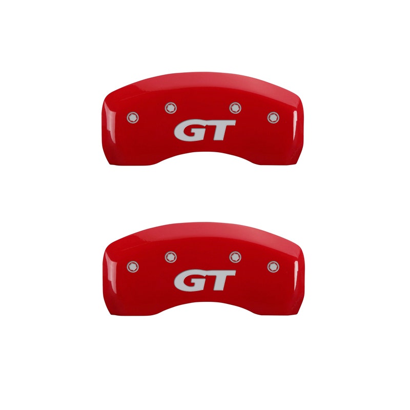 Mgp Caliper Covers 10095Smg1rd Red Brake Covers Engraved With Silver Mustang/Gt
