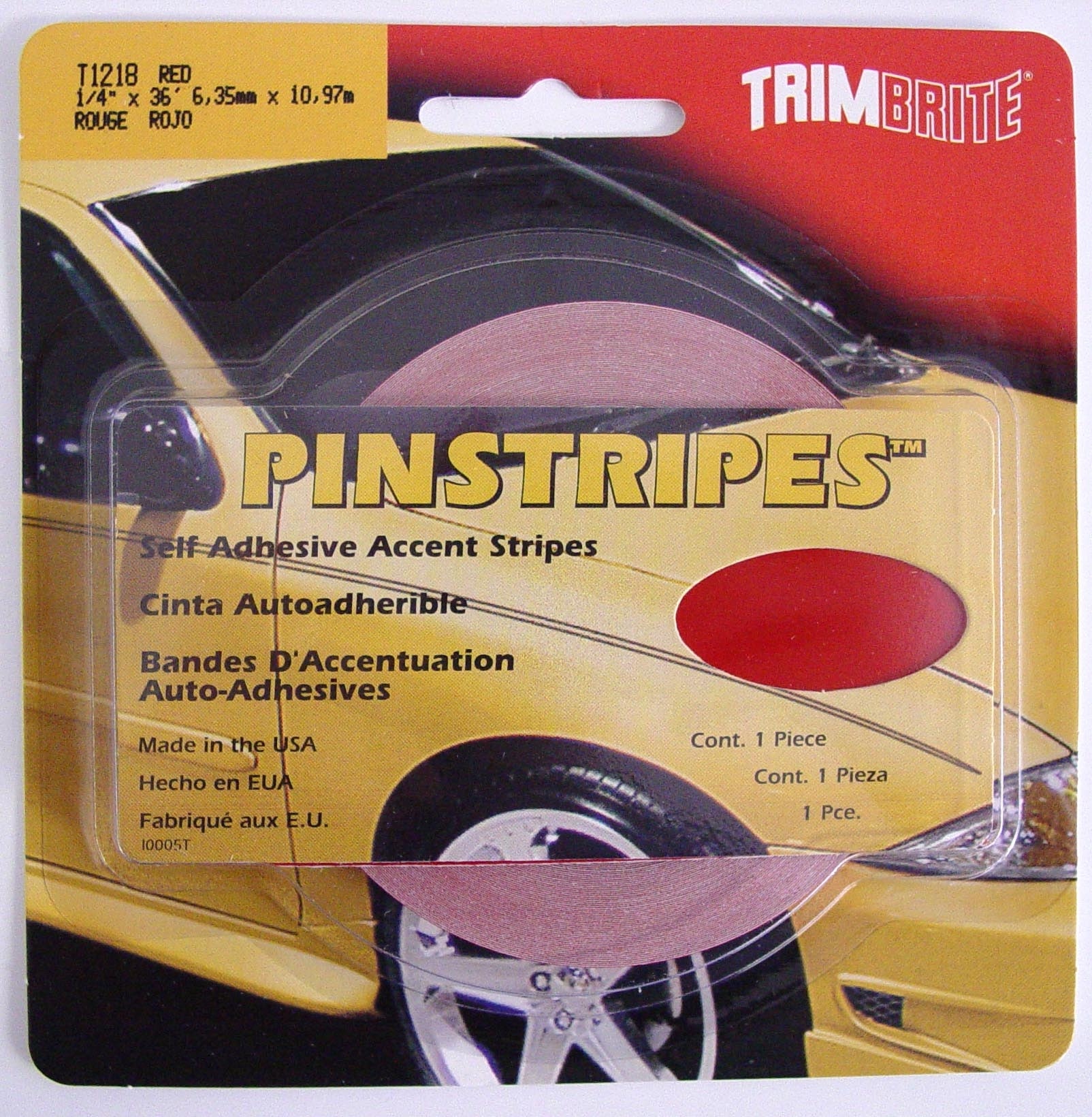 Trimbrite T1218 Trim Stripe Red 1/4 Tape (10)   Pinstripe Tape; Style - Single