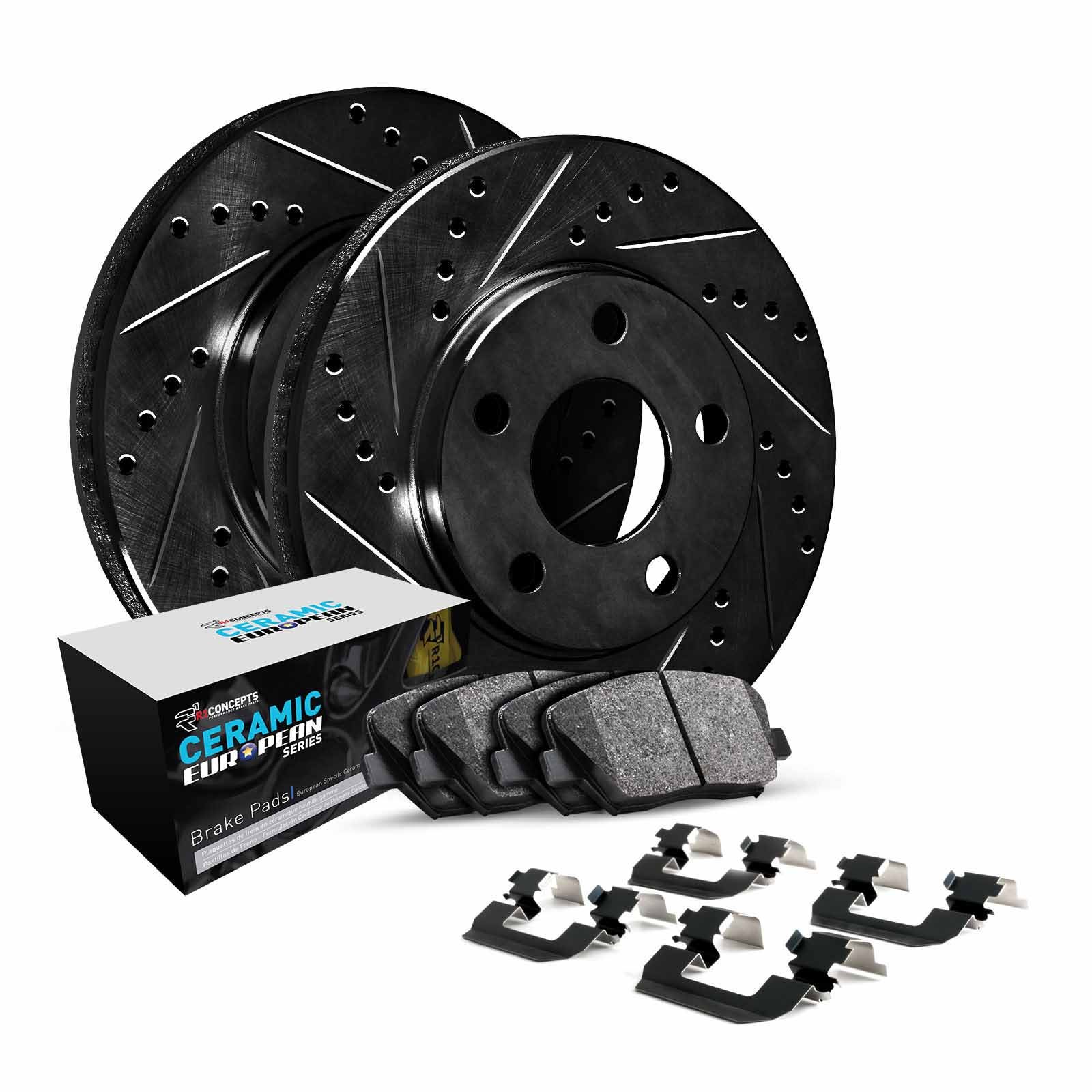 R1 Concepts Whth1-52002 R1 Brake Rotors - D/S - Black W/ Euro Ceramic Pads & Hdw