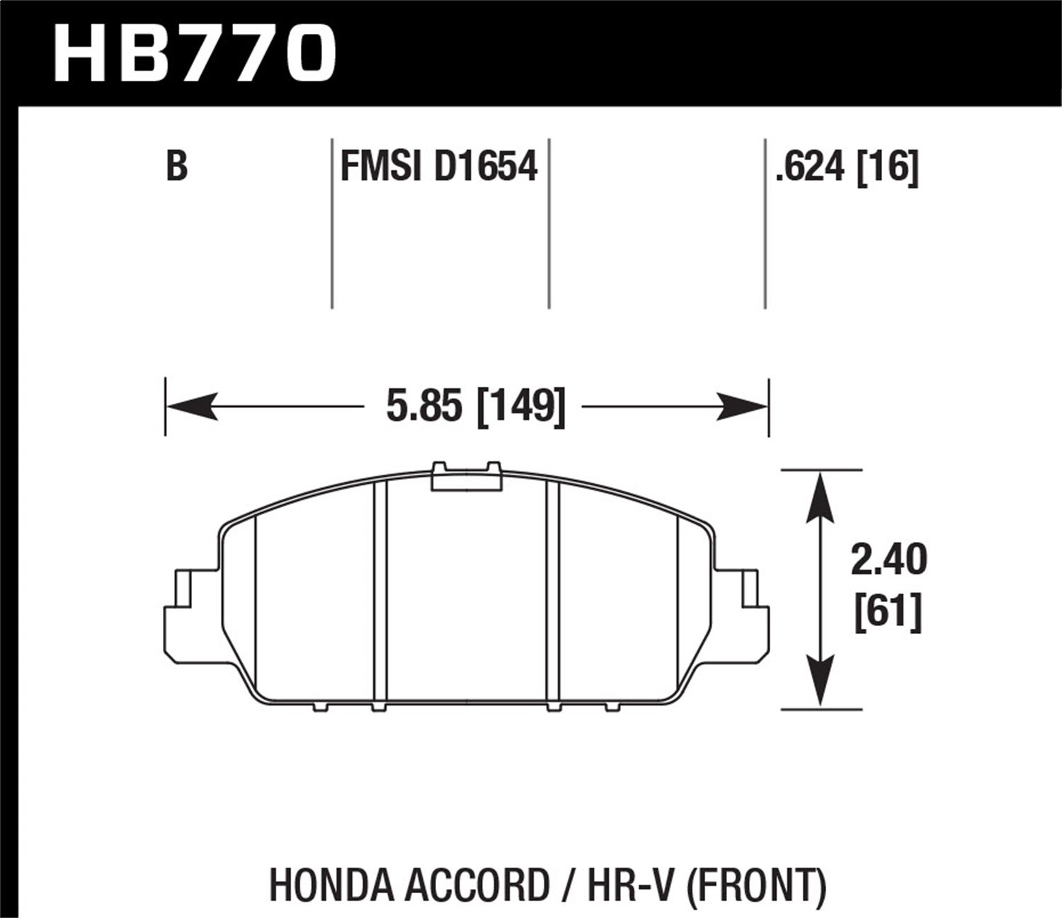 Hawk Performance Hb770b.624 Hps 5.0 Disc Brake Pad Fits 13-19 Accord Hr-V   Hps
