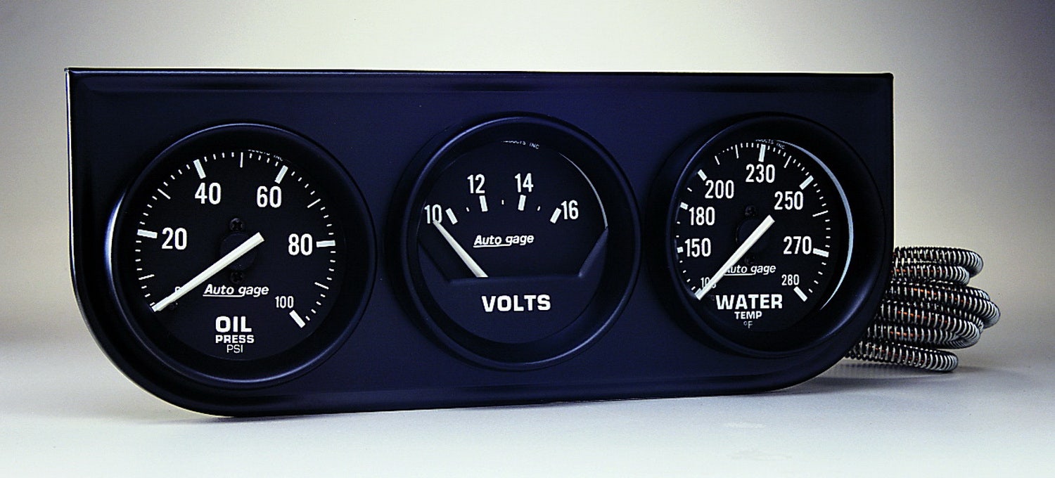 Autometer 2397 Autogage Oil/Volt/Water Black Console Auto Meter Products  Gauge