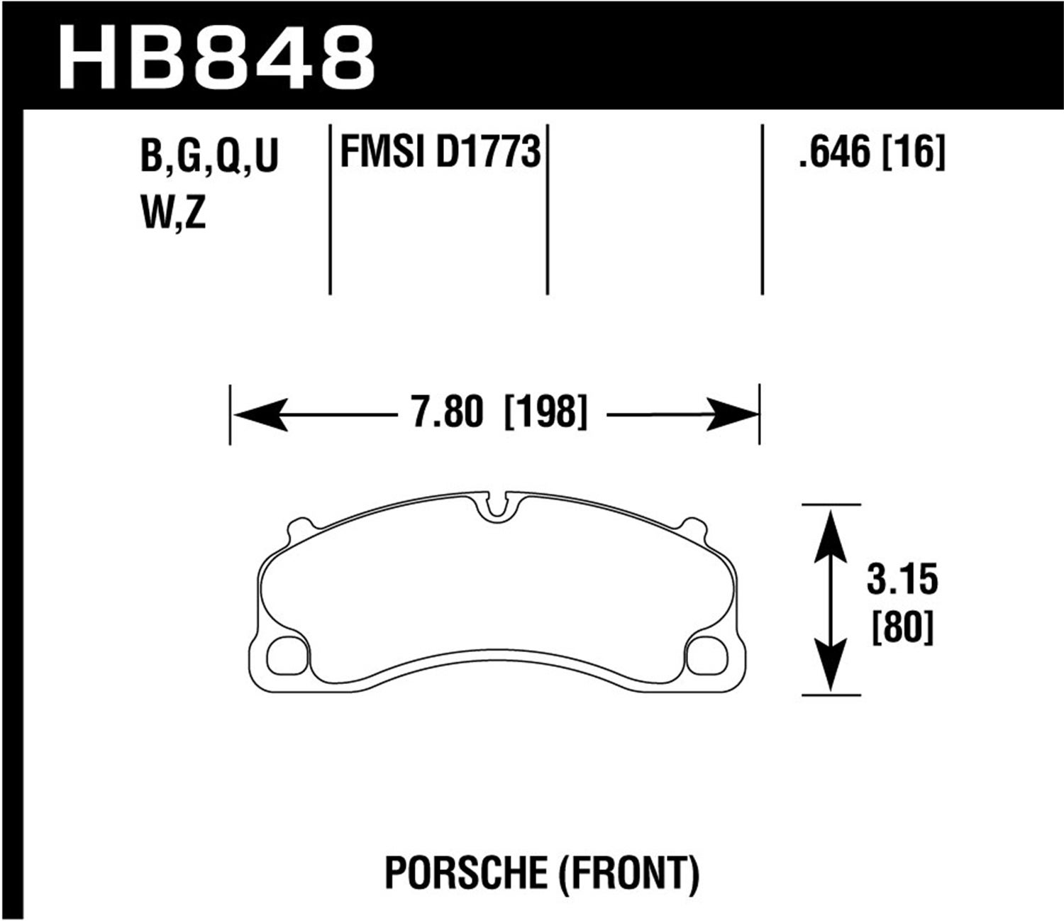 Hawk Performance Hb848z.646 Performance Ceramic Disc Brake Pad Fits 911 Cayman