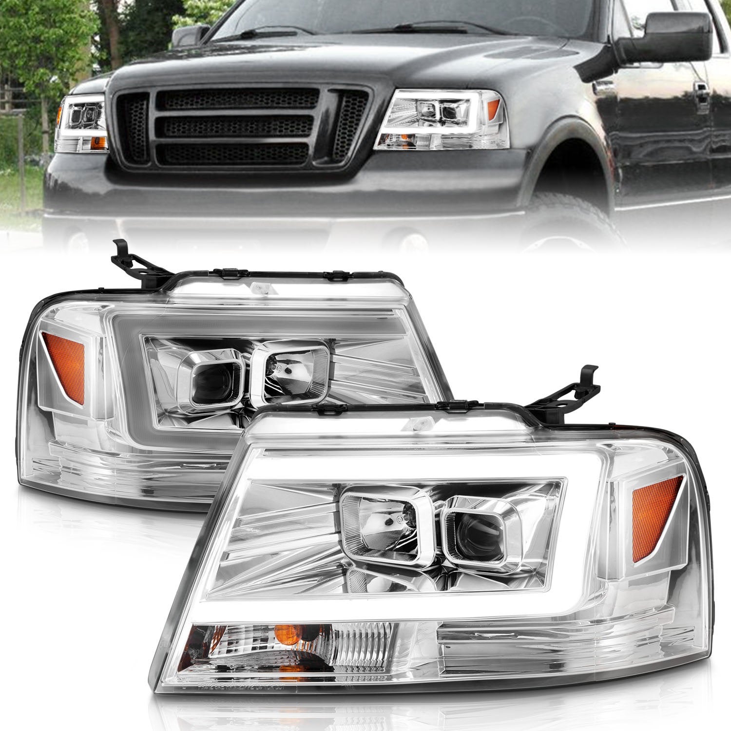 Anzo Usa 111542 Projector Headlight Set Fits 04-08 F-150 Mark Lt   Projector