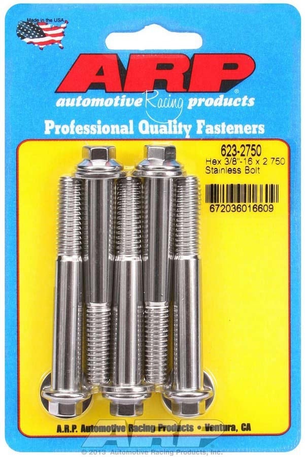 Arp 623-2750 Stainless Steel 3/8-16" Rh Thread 2.750" Uhl 6-Point Bolt With 3/8"