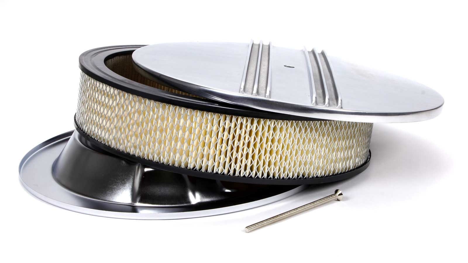 Racing Power Company R6720 14" X 3" Round Aluminum Finned Drop Base Air Cleaner