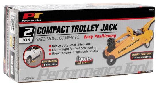 Performance Tool W1606 2 Ton (4,000 Lbs.) Capacity Compact Trolley Jack   Jack;