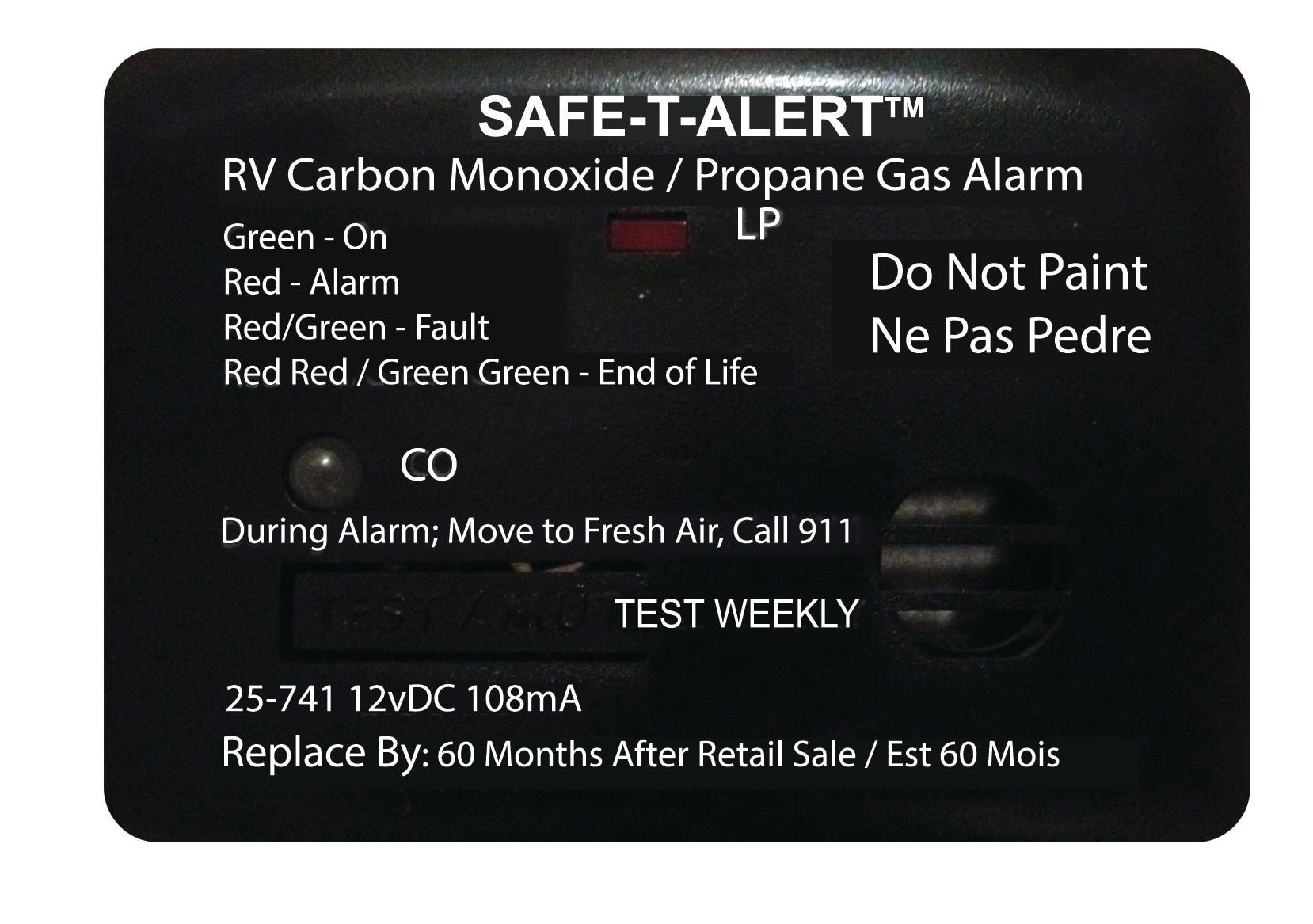 Mini Lp/Co Alarm Surf Blk Mini Lp/Co Alarm Surf Blk