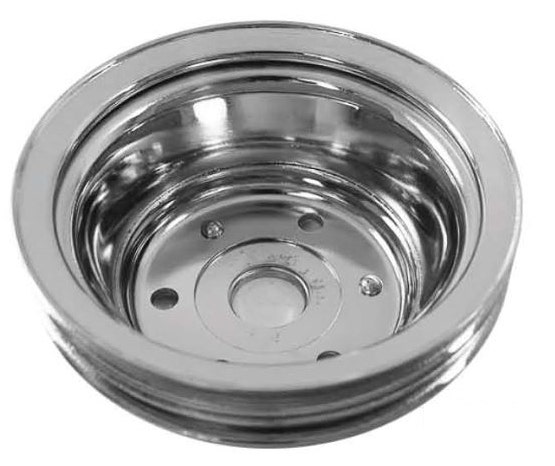 Racing Power Company R9607 Chrome Lwp Double Groove Crank Pulley   Chrome Lwp