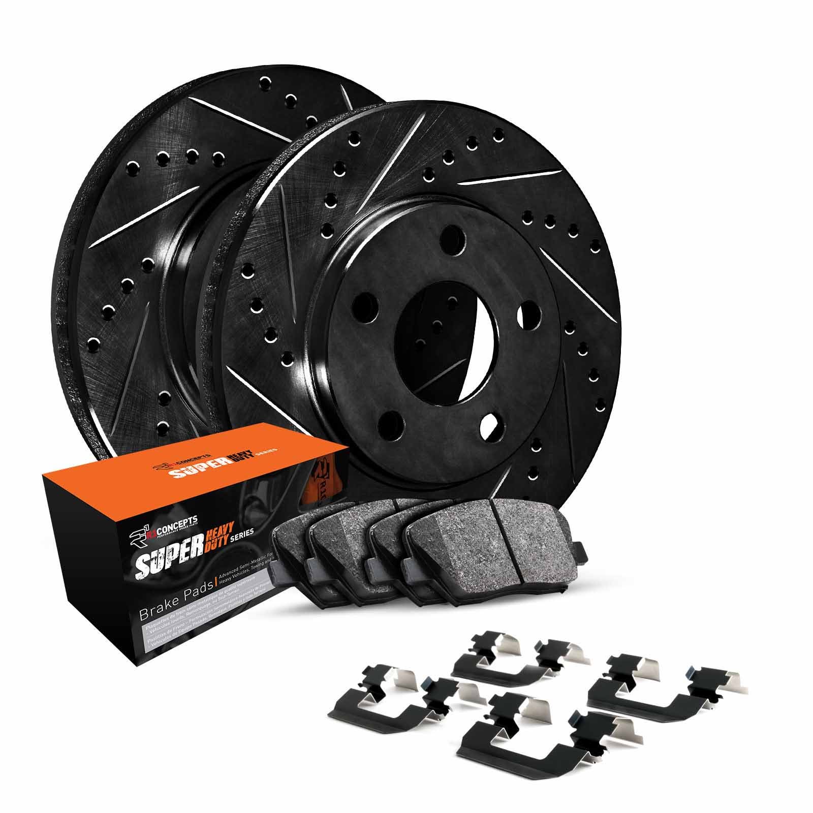 R1 Concepts Whxh1-54005 R1 Brake Rotors - D/S - Black W/ Sup Dty Pads & Hdw   R1