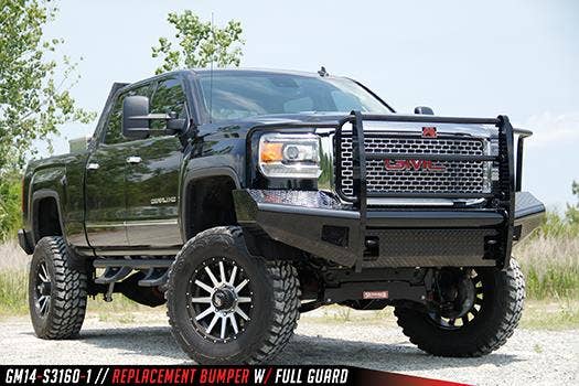 Fab Fours Gm14-S3160-1 Black Steel Front Ranch Bumper   Black Steel Front Ranch