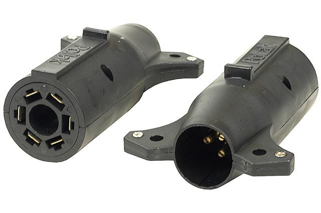 Pollak (12729 7-Way To 6-Way Round Adapter   Trailer Wiring Connector Adapter