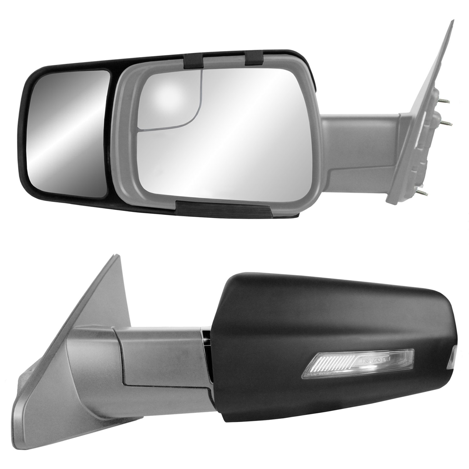 Fit System - 80730 Snap & Zap Custom Towing Mirror Pair For Ram 1500 Pick-Up,