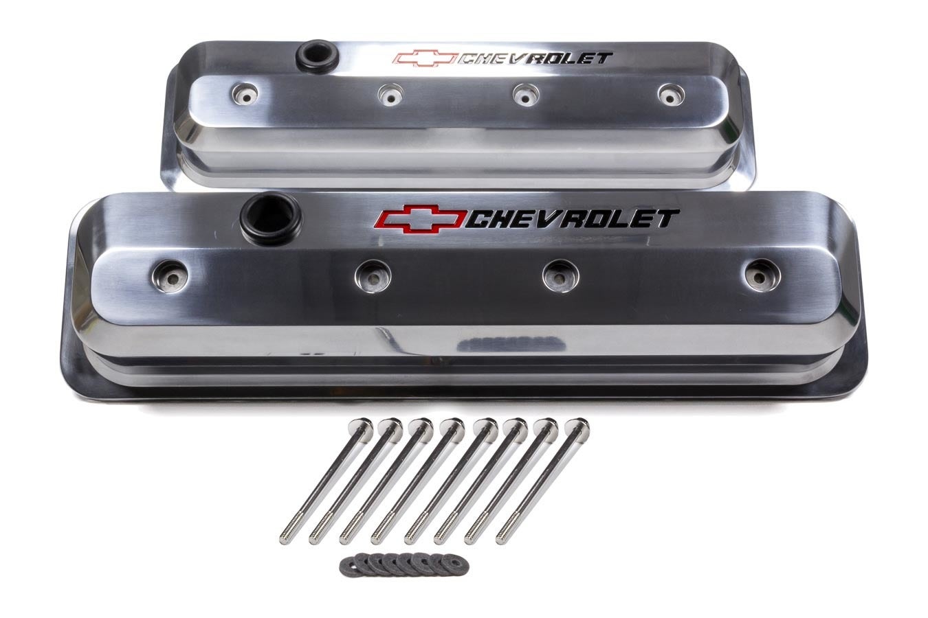 Gm-141-843 Chevrolet Bowtie Slant Valve Covers Centerbolt Small Block Polished