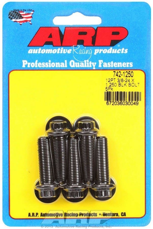Arp 742-1250 Black Oxide 3/8-24" Fine Rh Thread 1.250" Uhl 12-Point Bolt With