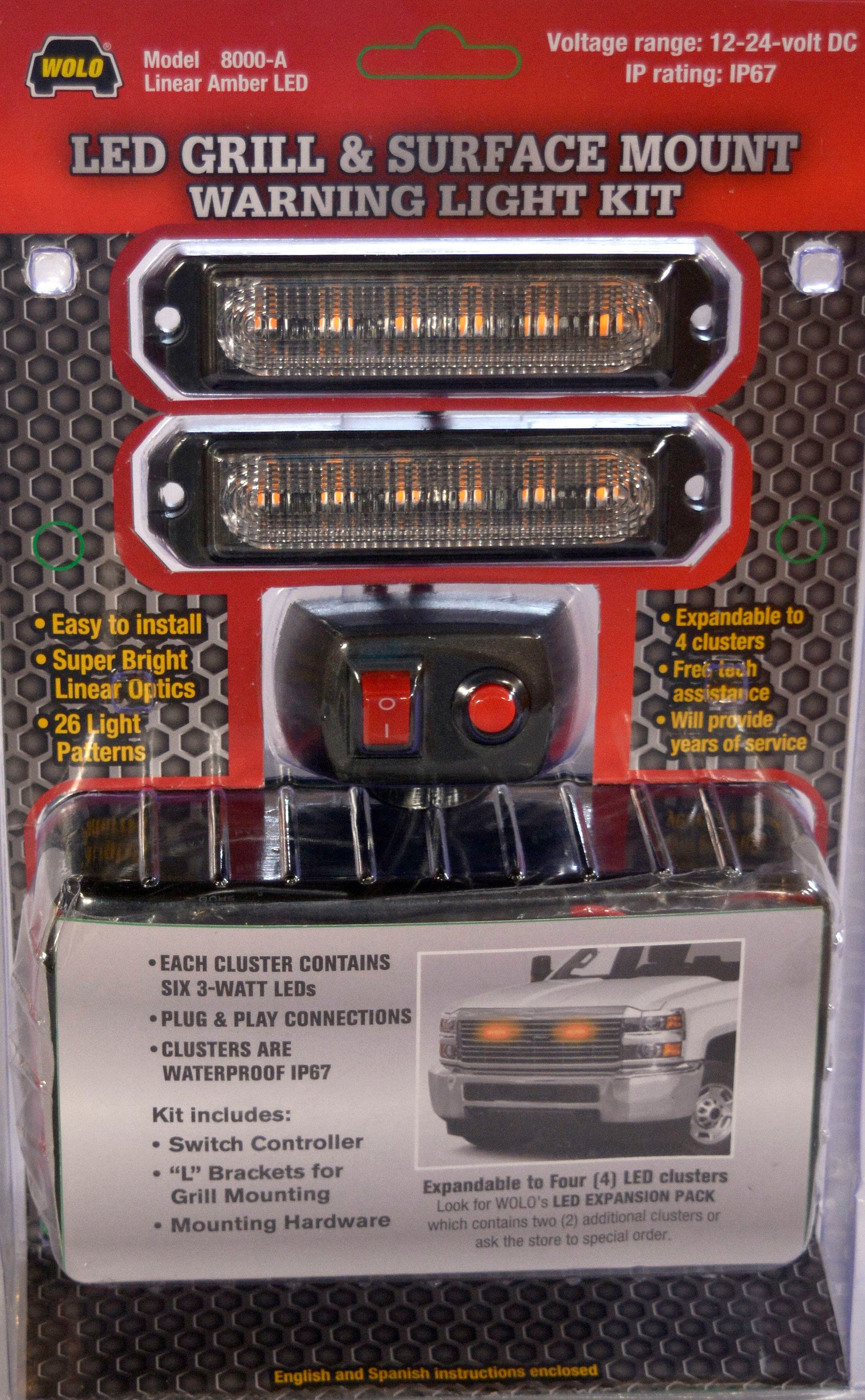 Wolo 8000-A Led Grill & Surface Mount Warning Light, Amber   Led Grill & Surface