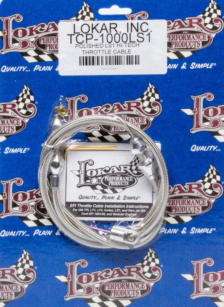 Lokar Tcp-1000Ls1 Polished Hi-Tech Throttle Cable For Gm Ls1 Engine   Polished