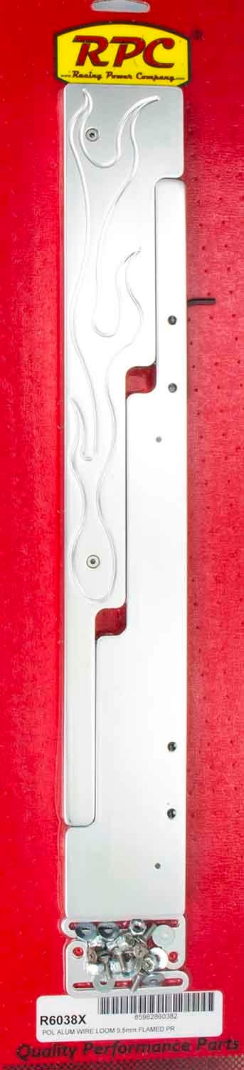 Racing Power Company R6038x Flamed Polished Aluminum Linear Wire Loom   Flamed