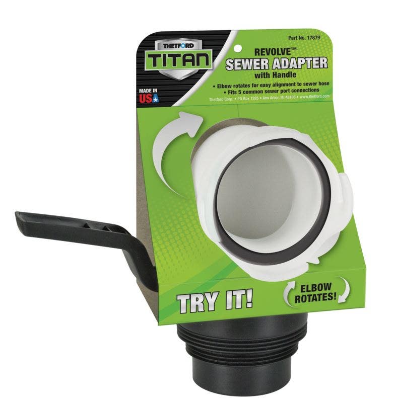 Thetford Titan Revolve - Universal Rv Sewer Hose Adapter With Handle For Dump