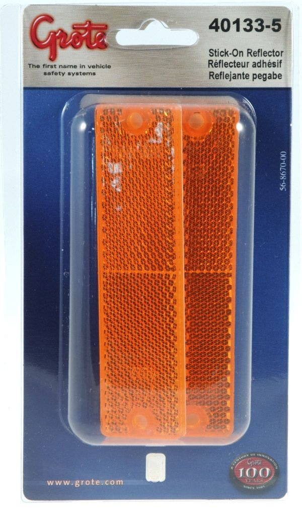 Grote 40133-5 Yellow Mini Stick-On / Screw-Mount Rectangular Reflectors