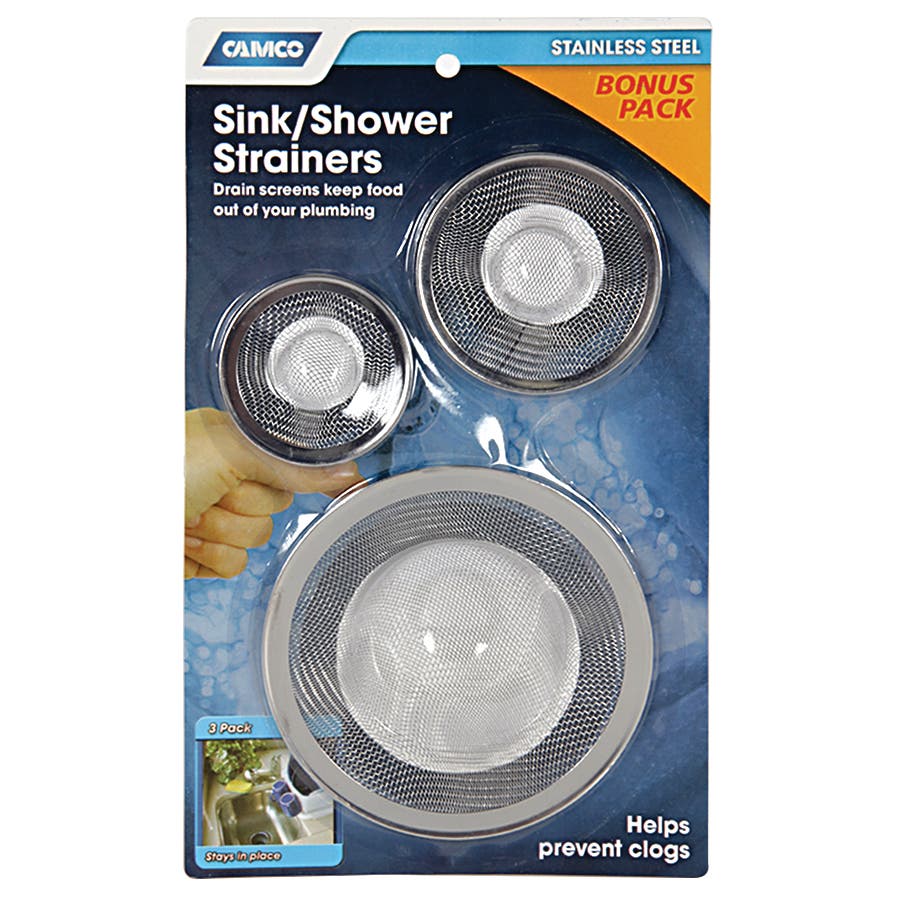 Camco 42273 Assorted Sink Shower Strainers   Waste Water Drain Strainer;