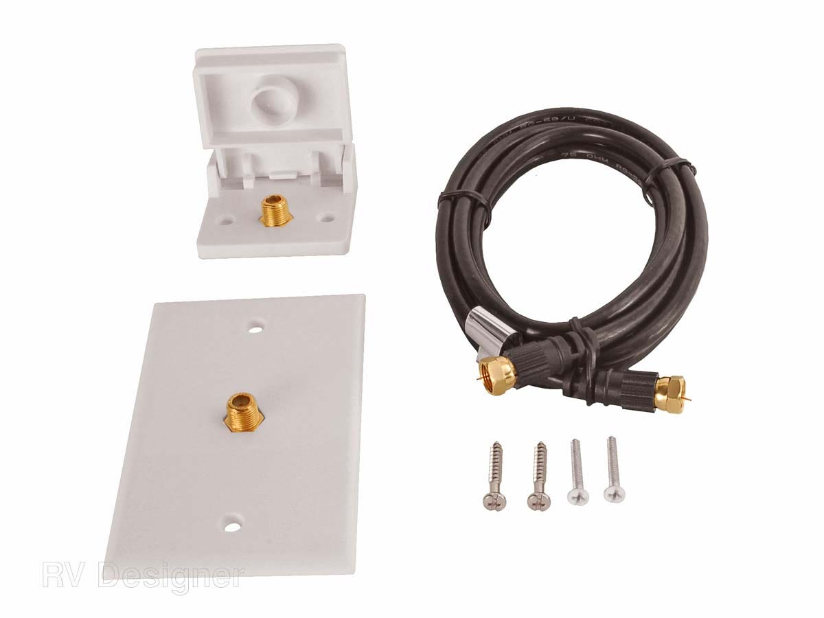 Rv Designer T201, Tv Hook Up Installation Kit, White   Tv Service Kit; With Av