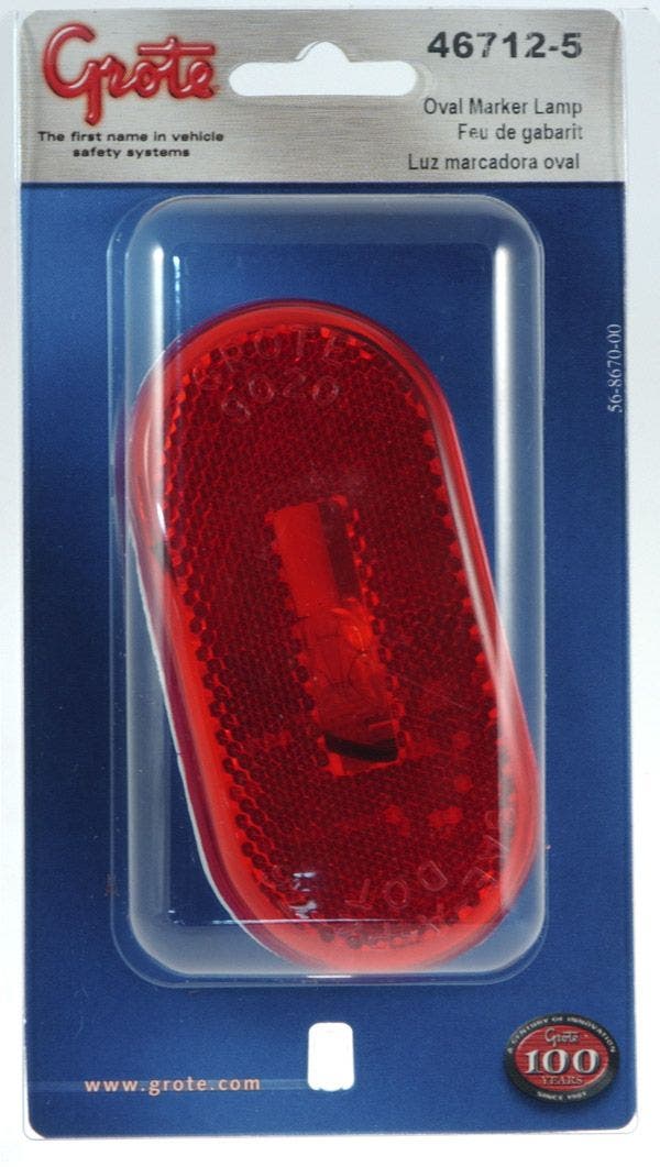 Grote 46712-5 Red Single-Bulb Oval Clearance Marker Light (Built-In Reflector,