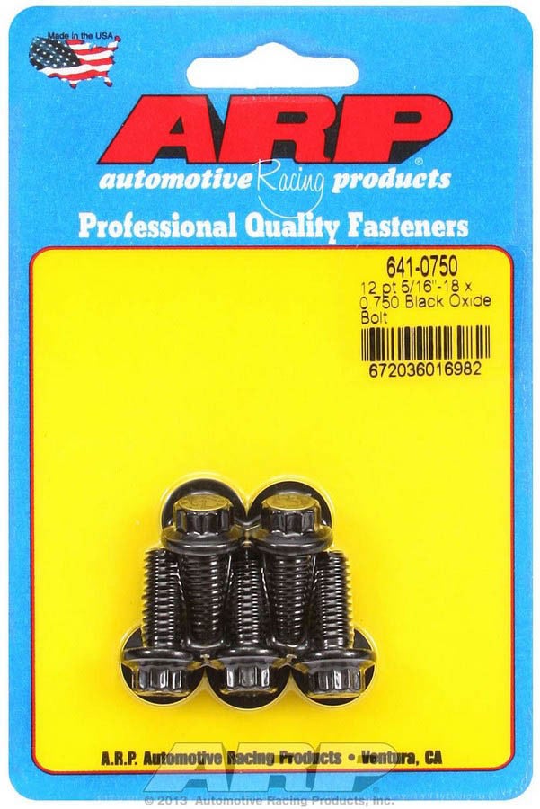Arp 641-0750 Black Oxide 5/16-18" Rh Thread 0.750" Uhl 12-Point Bolt With 3/8"